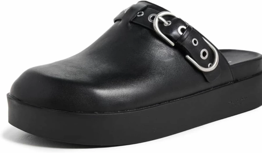 Rag & Bone Women's Geo Buckle Platform Mules | Chunky Heel Slide Sandals