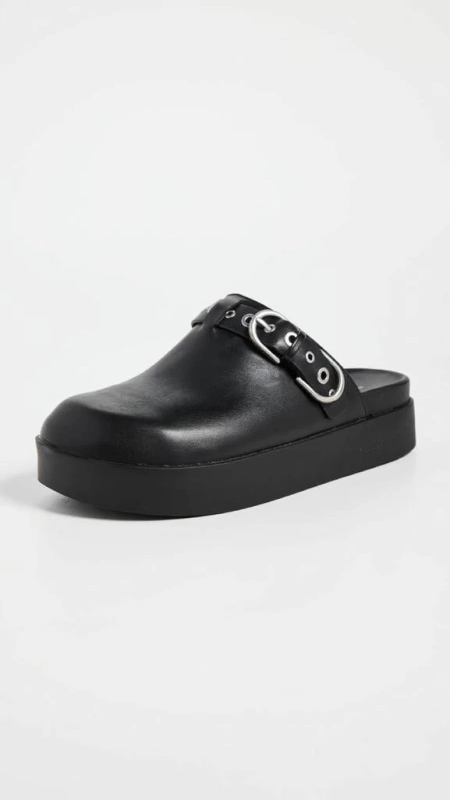 Rag & Bone Women's Geo Buckle Platform Mules | Chunky Heel Slide Sandals