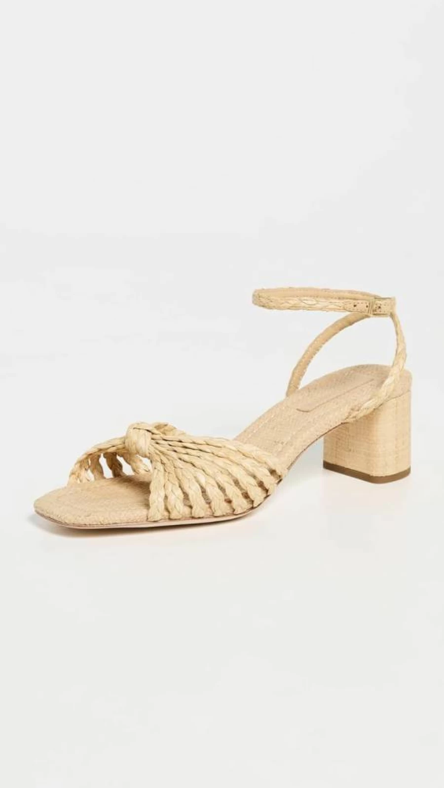 Loeffler Randall Women's Riya Braided Leather Mule Sandals with Mid-Heel and Knot Detail