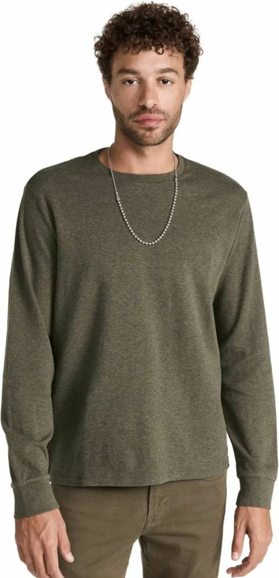 FRAME Men's Long Sleeve Crew Neck Shirt - Duo Fold Casual Top for Men