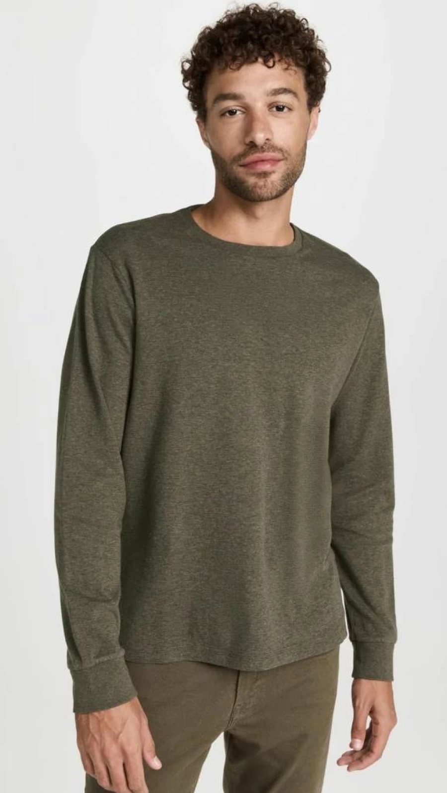 FRAME Men's Long Sleeve Crew Neck Shirt - Duo Fold Casual Top for Men