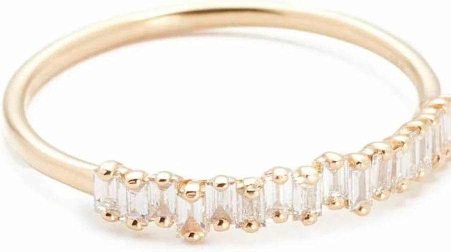 Suzanne Kalan 18K Yellow Gold Diamond Fireworks Half Band Ring for Women Size 7
