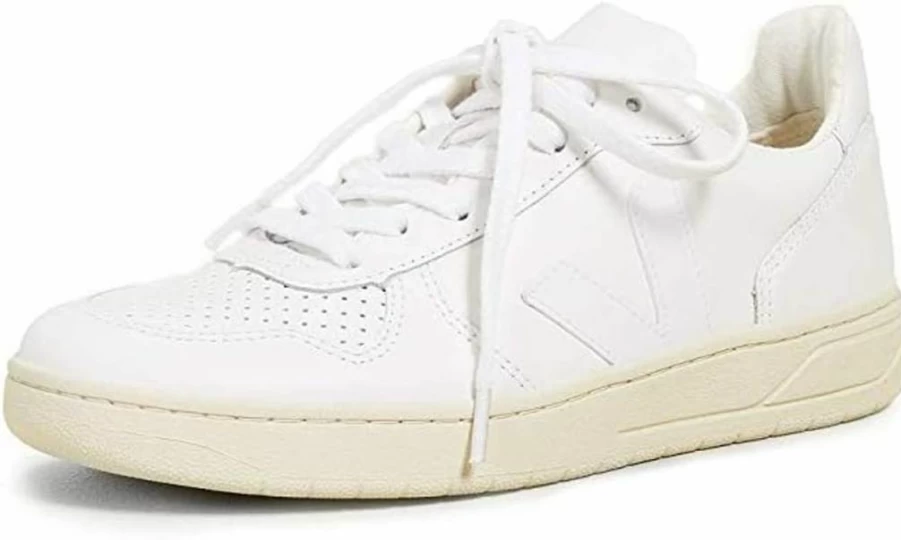 Veja Women's V-10 Lace Up Sneakers | White Leather Eco-Friendly Vegan Sneakers