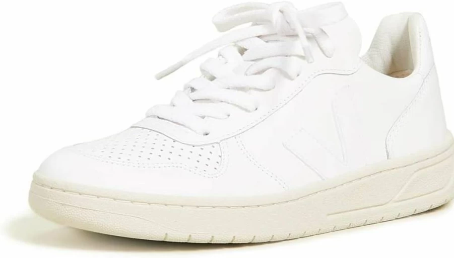 Veja Women's V-10 Lace Up Sneakers | White Leather Eco-Friendly Vegan Sneakers