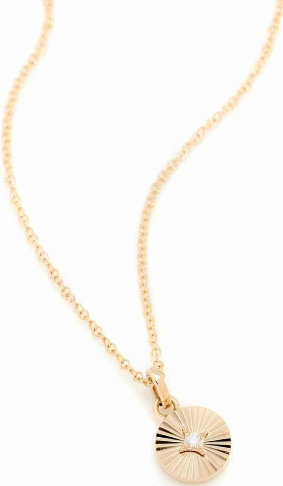 EF Collection 14K Gold Diamond Fluted Disc Pendant Necklace for Women