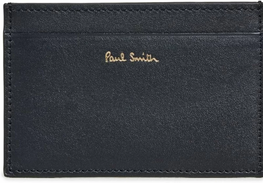 Paul Smith Men's Striped Leather Card Holder - Slim Multi Stripe Wallet for Men