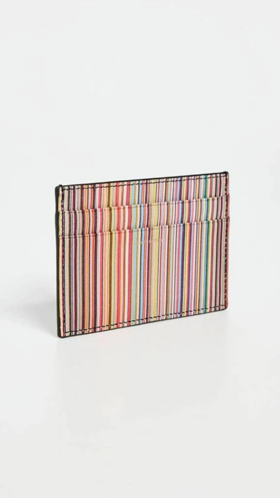 Paul Smith Men's Striped Leather Card Holder - Slim Multi Stripe Wallet for Men
