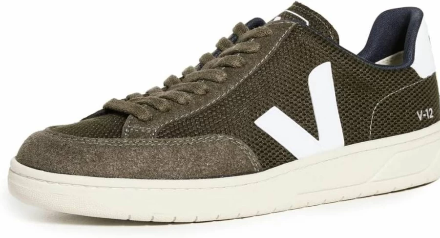 Veja Men's V-12 Vegan Leather Sneakers – Sustainable Eco-Friendly White Low-Top Shoes