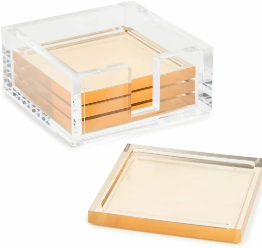 Tizo Design Gold Acrylic Coasters for Women - Elegant Drinkware Set