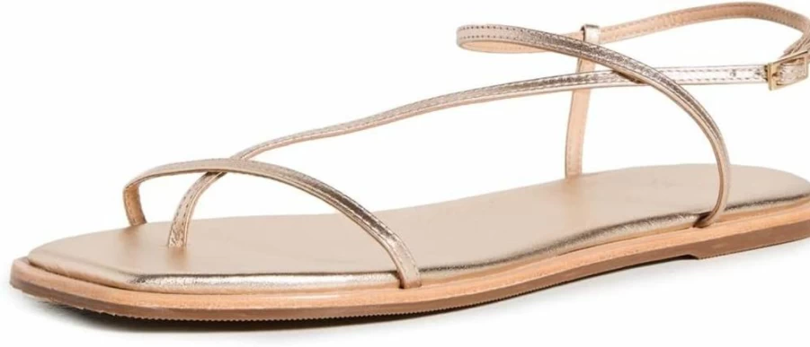 KAANAS Women's Alayta Square Toe Strappy Sandals - Breathable Naked Design Summer Flat Slides