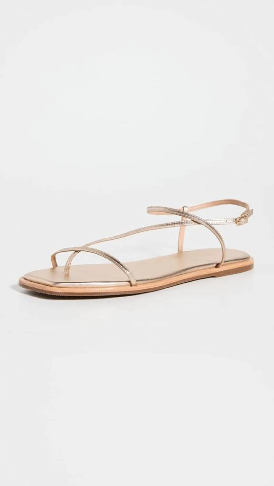 KAANAS Women's Alayta Square Toe Strappy Sandals - Breathable Naked Design Summer Flat Slides