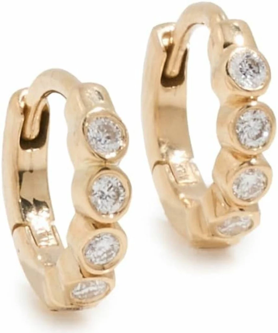 ZOE CHICCO 14K Gold Hinged Huggie Hoops for Women - Minimalist Small Hoop Earrings