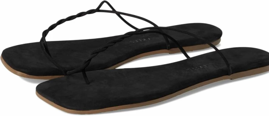 TKEES Women's Simone Flat Sandal - Comfortable Leather Straps Casual Slide Sandals for Women