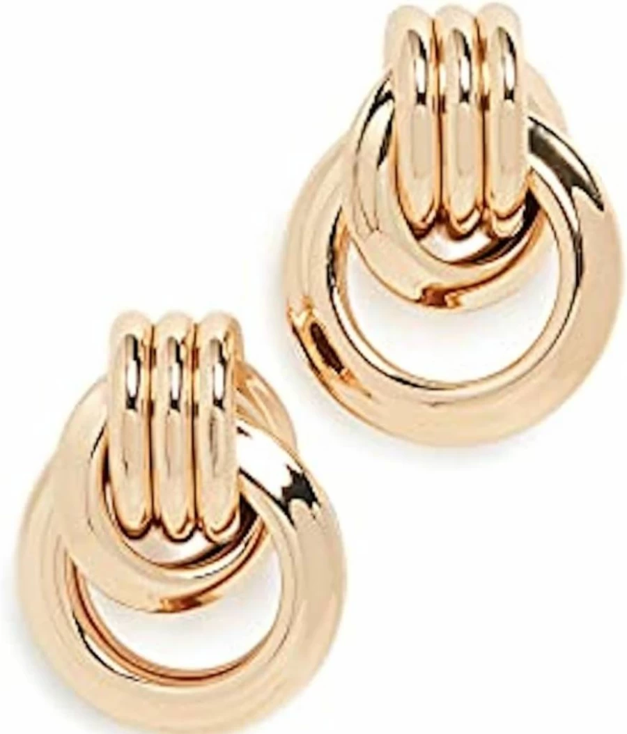 Kenneth Jay Lane Polished Gold Love Knot Doorknocker Earrings for Women