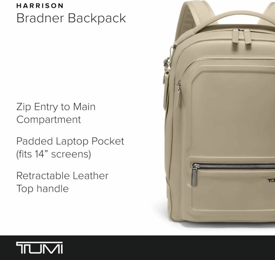 TUMI Harrison Bradner 14-Inch Laptop Backpack for Women & Men - Durable Limestone Business & Travel Backpack