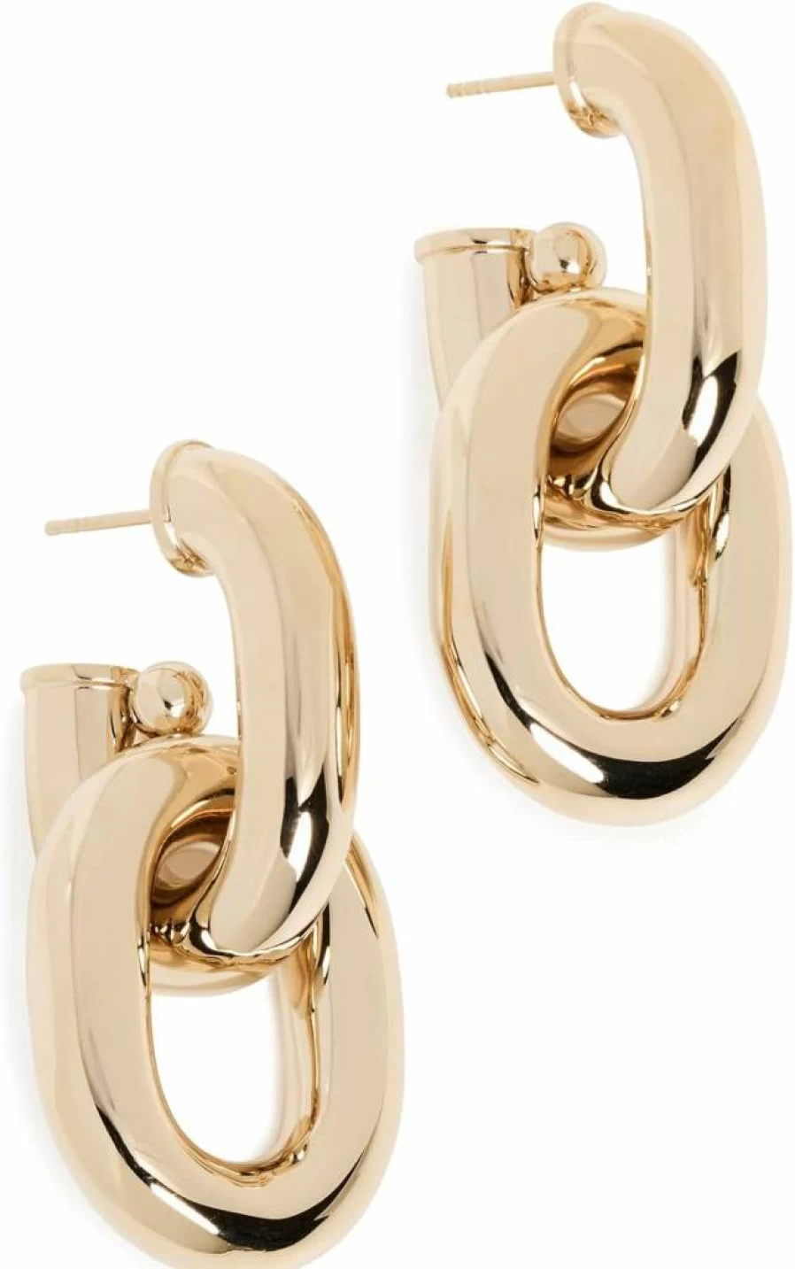 Paco Rabanne Women's XL Link Hoop Earrings - Chunky Gold Chain Loop Statement Jewelry