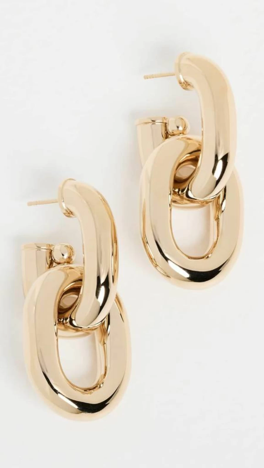 Paco Rabanne Women's XL Link Hoop Earrings - Chunky Gold Chain Loop Statement Jewelry
