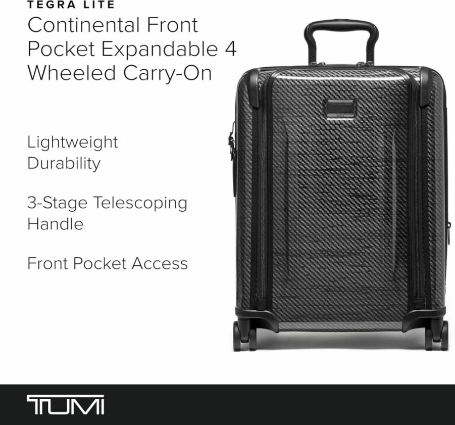 TUMI Tegra-Lite 4 Wheel Expandable Luggage - Lightweight Durable Suitcase for Men & Women, Black Graphite, International Travel Carry-On