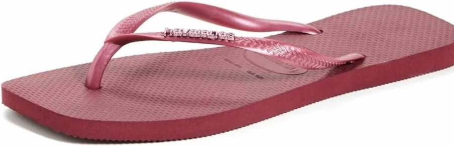 Havaianas Women's Slim Metallic Flip Flops with Square Logo - Comfortable Sandals for Women