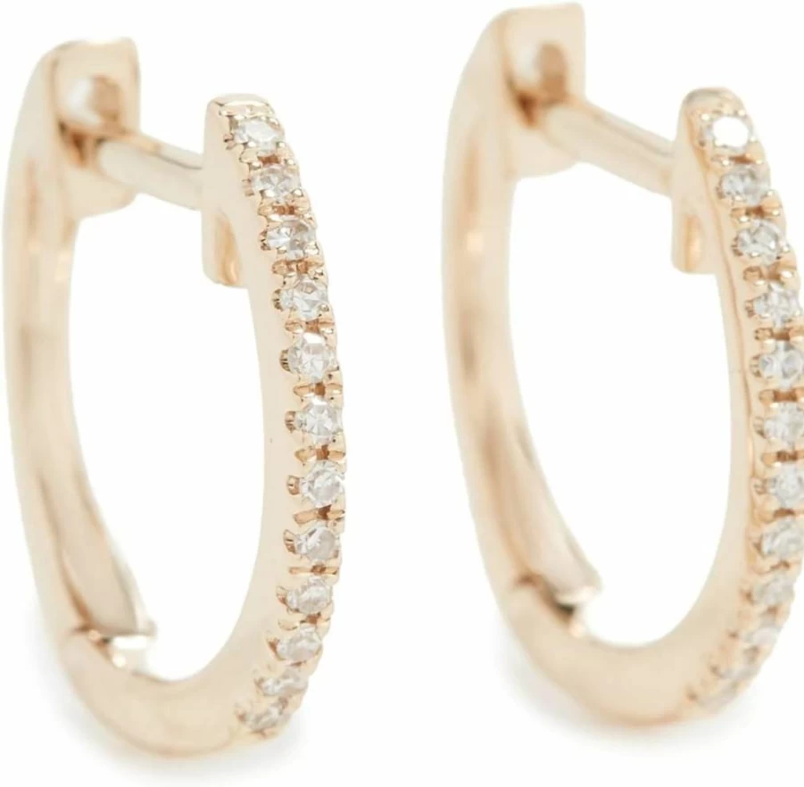 EF Collection 14K Gold Diamond Huggie Hoop Earrings for Women