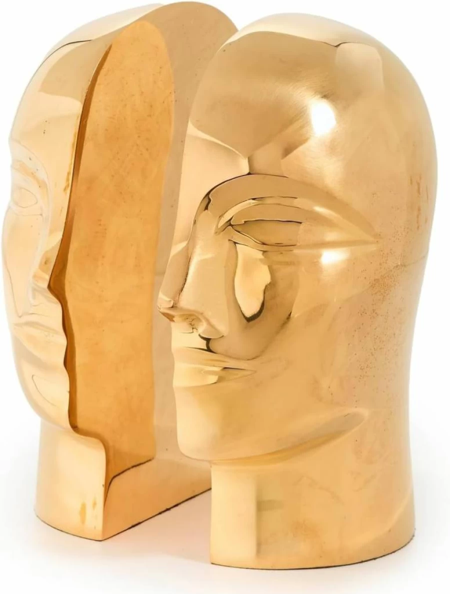 Jonathan Adler Brass Atlas Bookends - Set of 2, Decorative Book Holders for Women