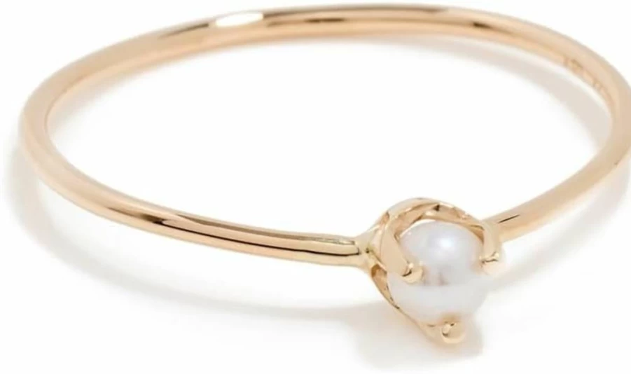 ZOE CHICCO 14K Gold Prong-Set Freshwater Pearl Ring for Women