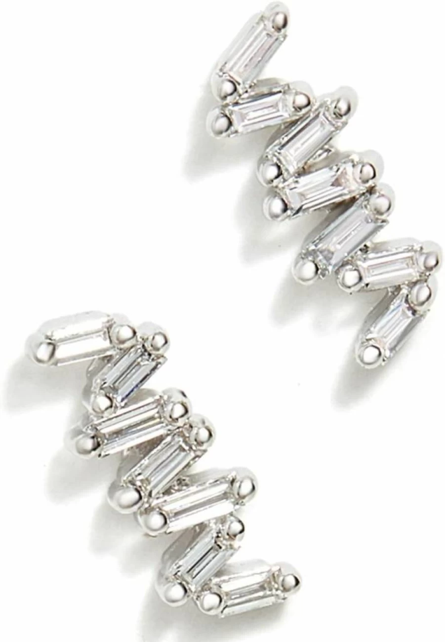 Suzanne Kalan 18K White Gold Diamond Stud Earrings for Women Luxury Post Earrings