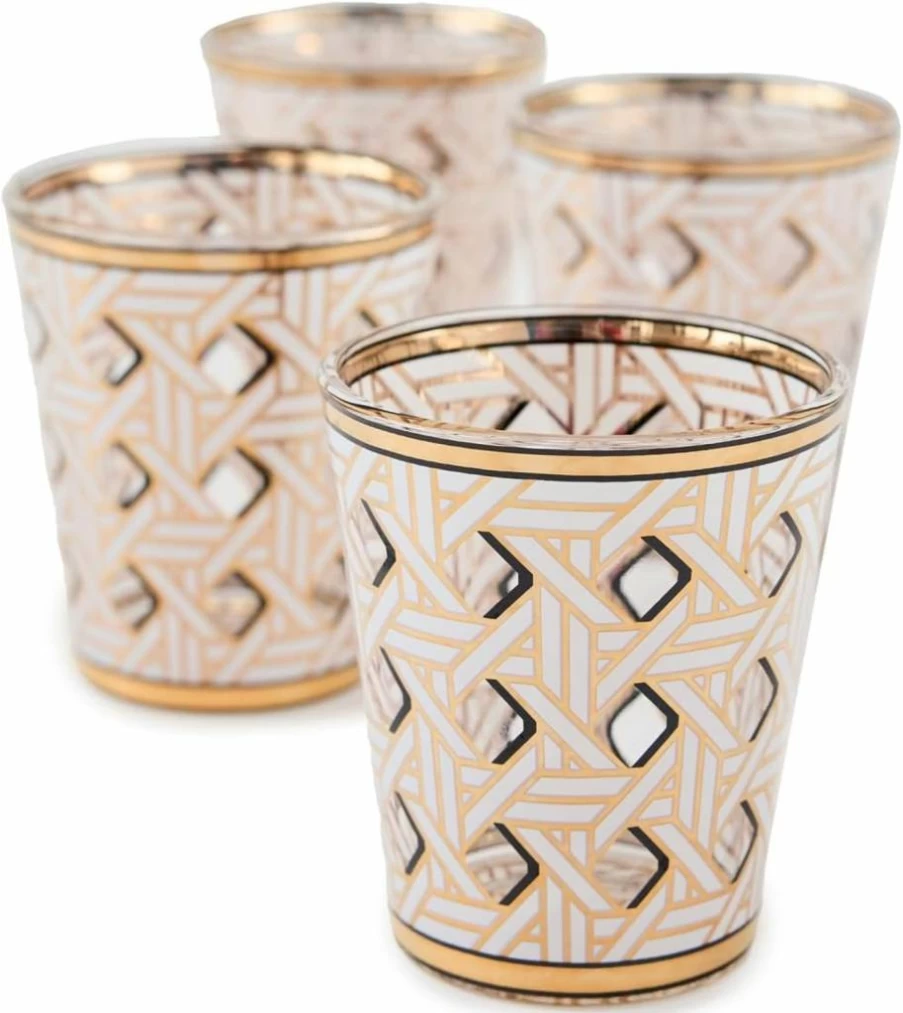 Jonathan Adler 4-Piece Women's Basket Weave Glassware Set - Elegant Drinkware Collection