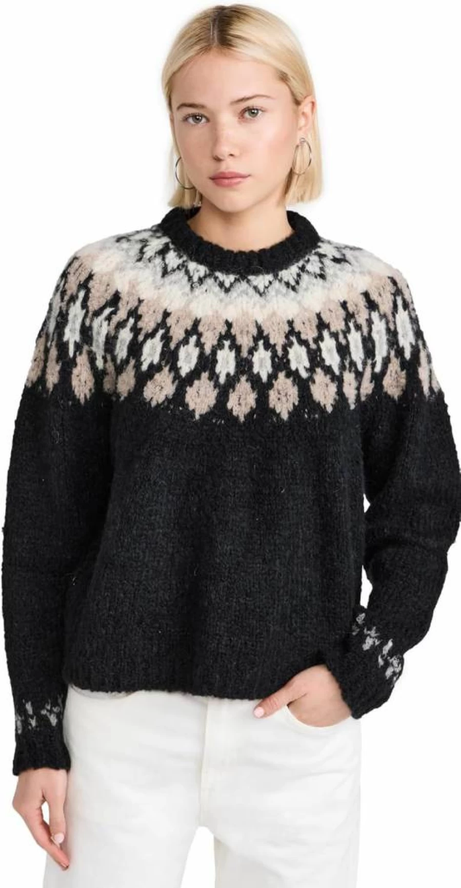 Splendid Women's Noelle Fair Isle Knit Sweater - Cozy Winter Pullover with Nordic Pattern