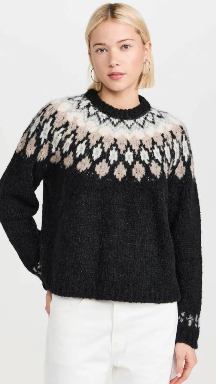 Splendid Women's Noelle Fair Isle Knit Sweater - Cozy Winter Pullover with Nordic Pattern