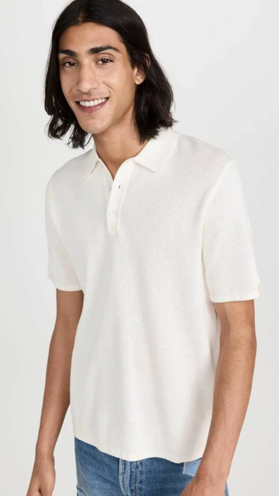 Rag & Bone Men's Harvey Ivory White XL Knit Polo Shirt Casual Stylish Cotton Blend