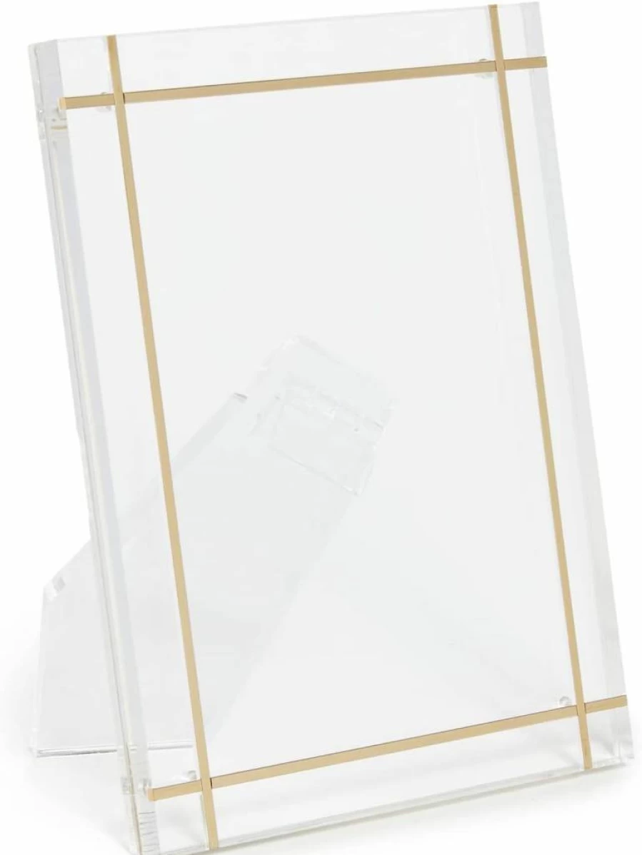 Tizo Design Women's 5x7 Brass Inlay Lucite Picture Frame - Elegant Decorative Photo Display