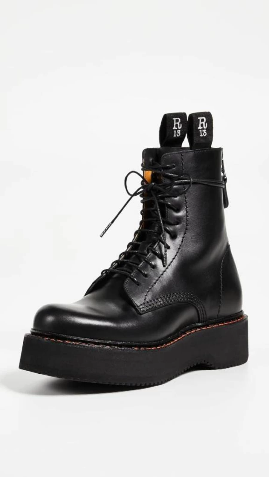 R13 Women's Chunky Platform Combat Boots - Stylish Punk Ankle Booties with Heavy Sole