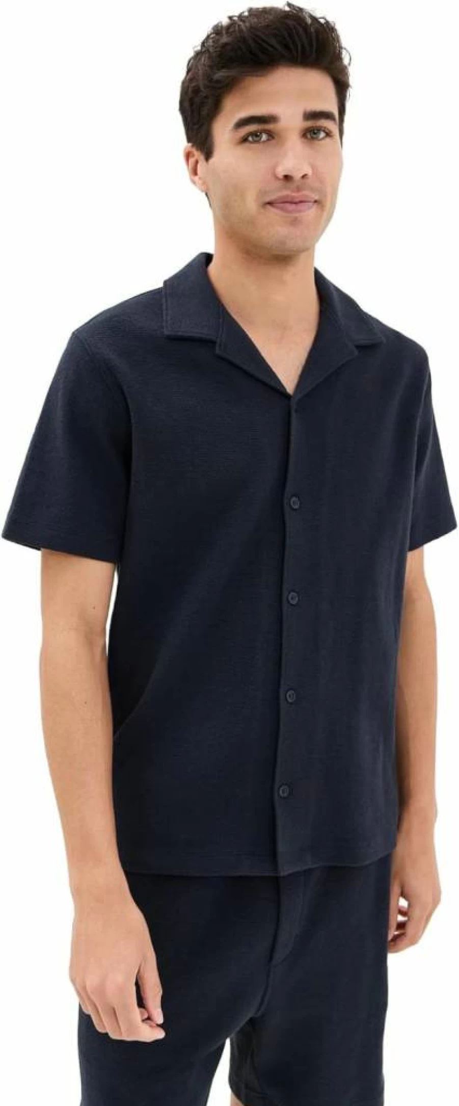 Vince Men's Boucle Cabana Shirt - Relaxed Fit Short Sleeve Summer Top