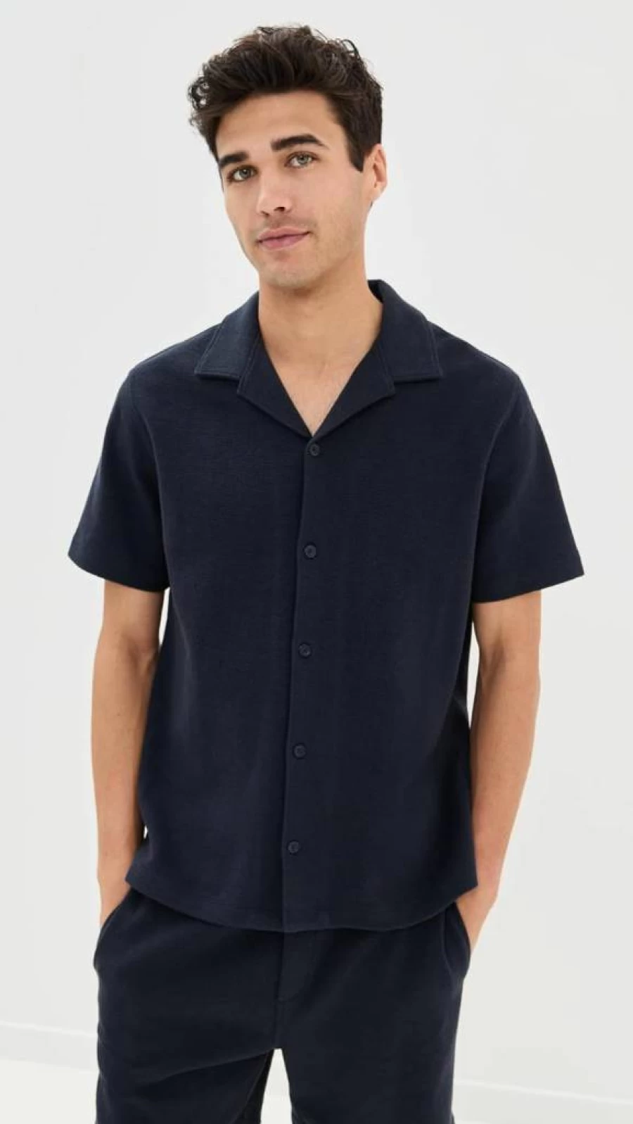 Vince Men's Boucle Cabana Shirt - Relaxed Fit Short Sleeve Summer Top