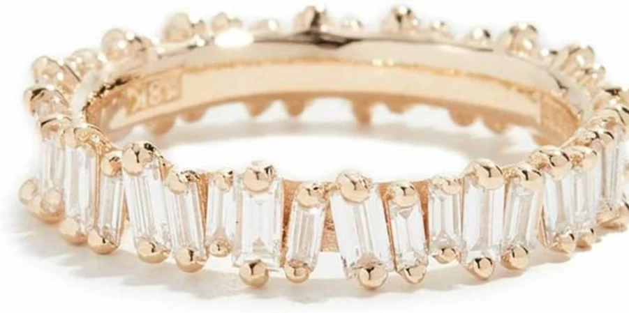 Suzanne Kalan 18K Gold Diamond Baguette Ring for Women - Luxury Stackable Band