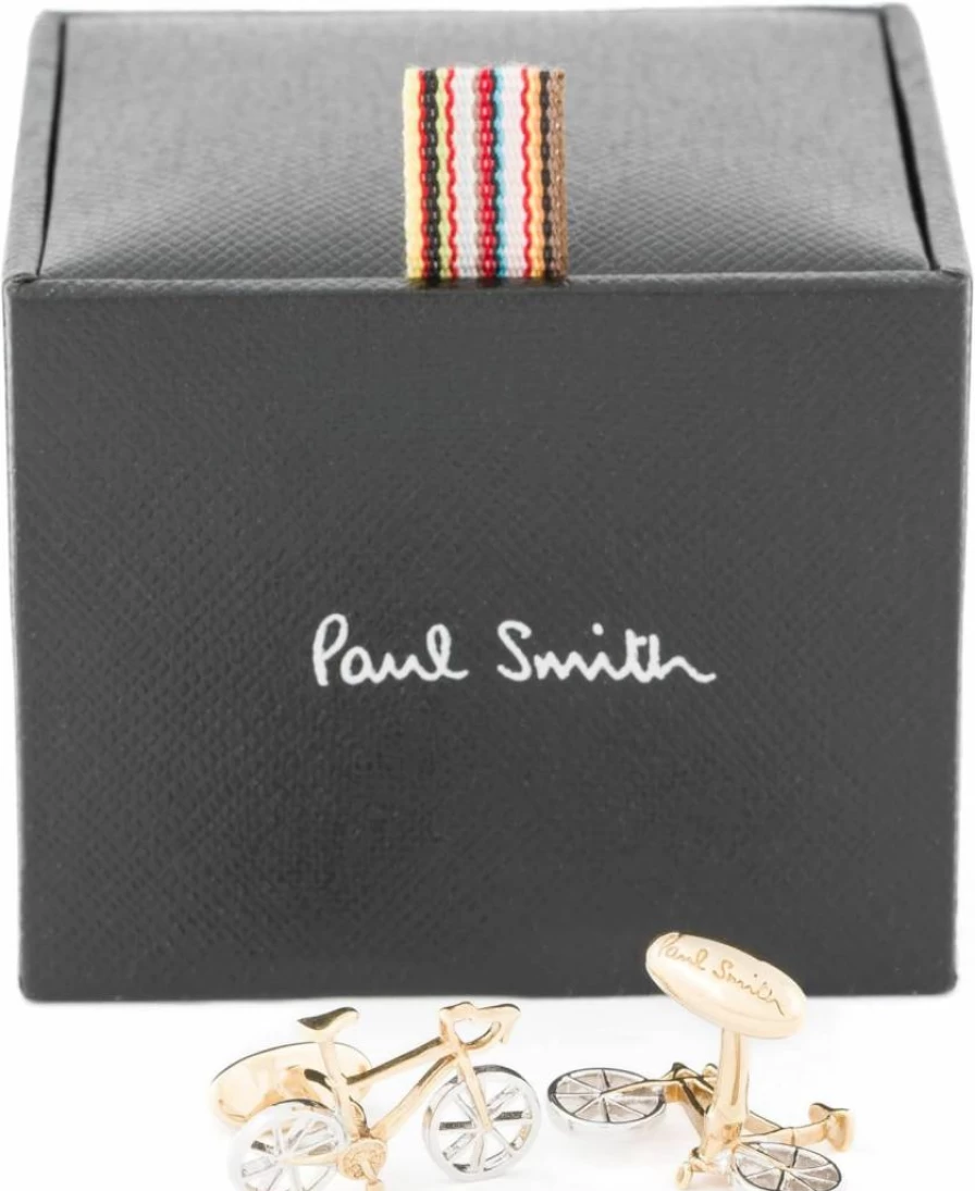 Paul Smith Men's Bicycle Design Cufflinks - Elegant Silver Tone Gift for Cyclists