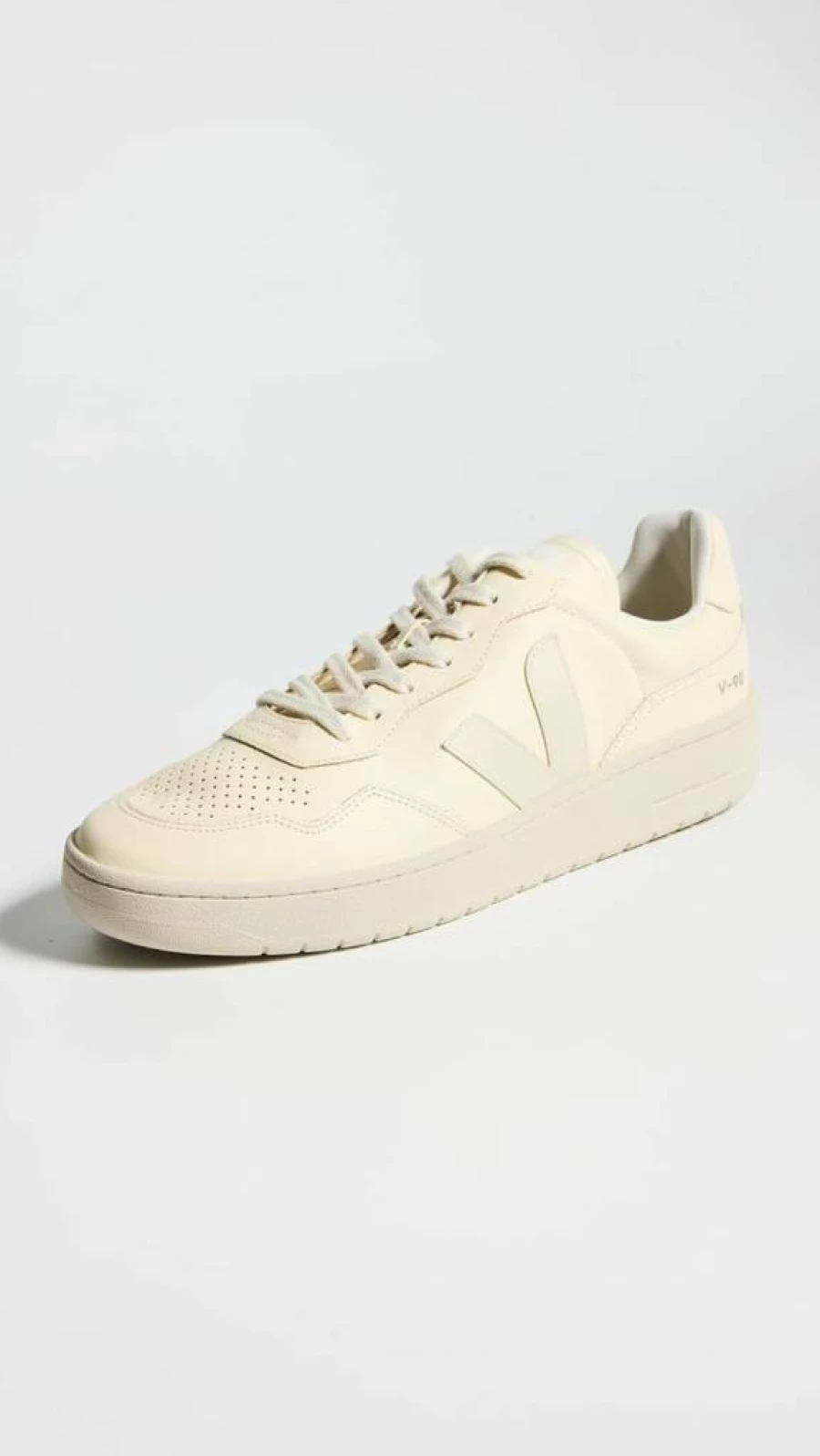 Veja Men's V-90 Vegan Leather Sneakers – Sustainable Eco-Friendly White Low-Top Lace-Up Shoes