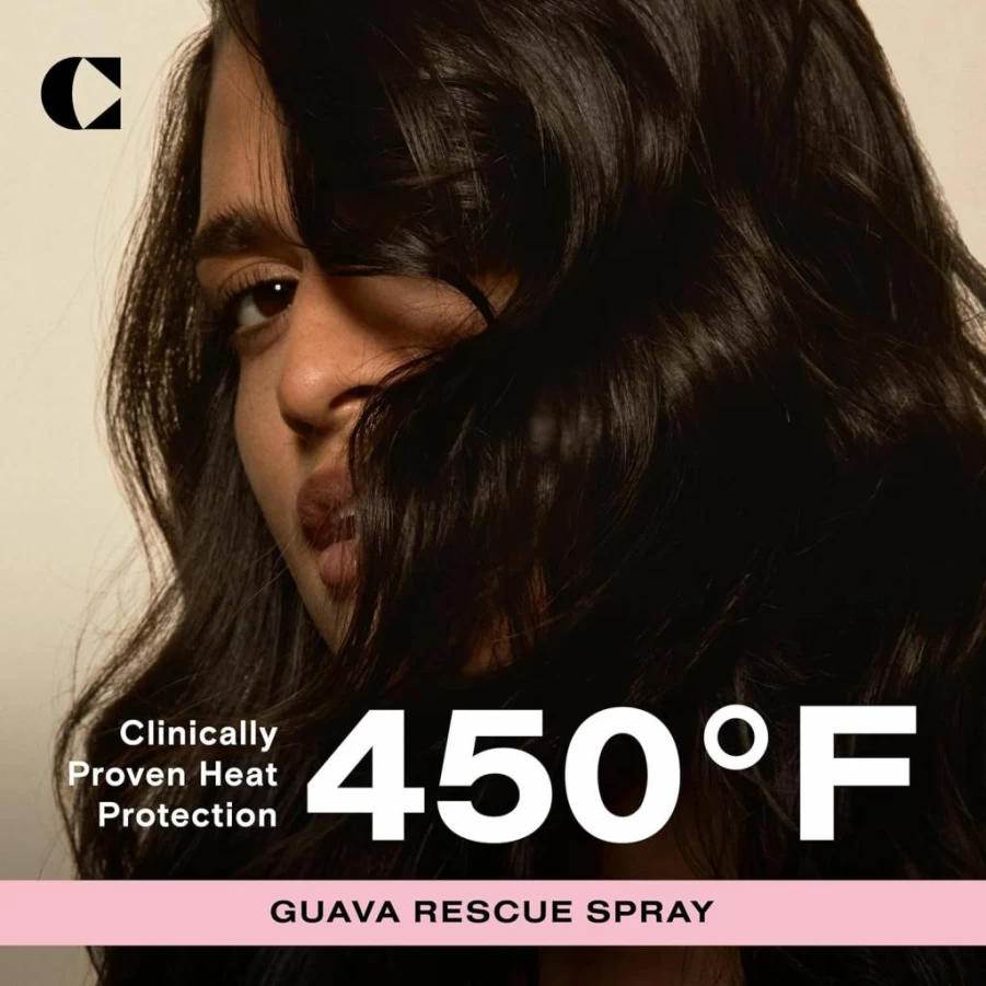 Ceremonia Guava Rescue Spray - Detangling Leave-In Conditioner with UV & Heat Protection, 6.7 Fl Oz (200ml) - Superfruit Infused Hair Treatment for Shine & Frizz Control