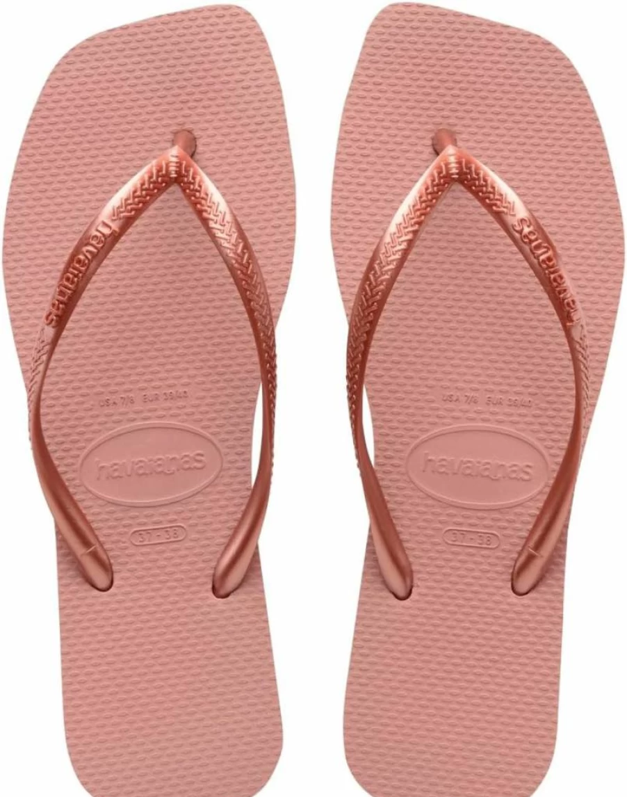 Havaianas Women's Slim Flip Flops - Classic Square Toe Sandals for Women - Comfortable Beach Slides