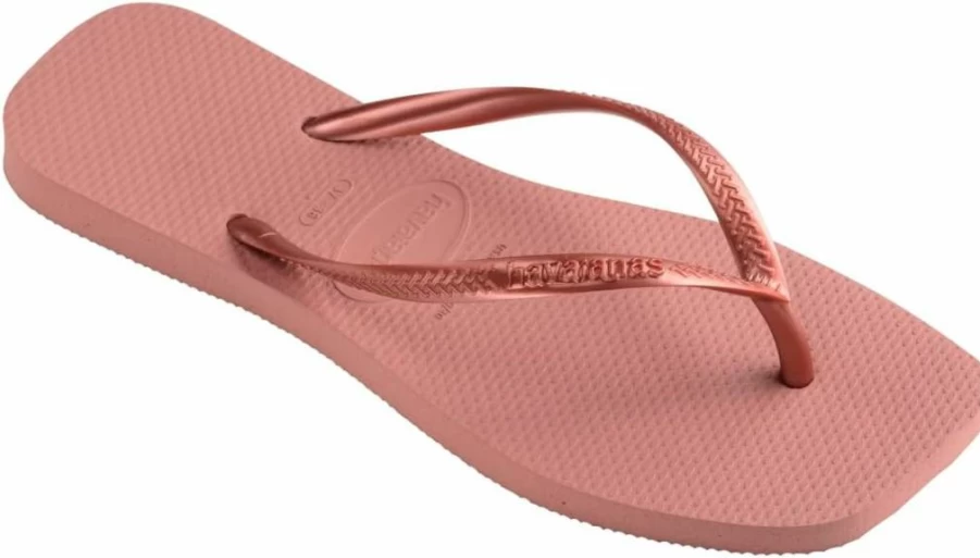 Havaianas Women's Slim Flip Flops - Classic Square Toe Sandals for Women - Comfortable Beach Slides