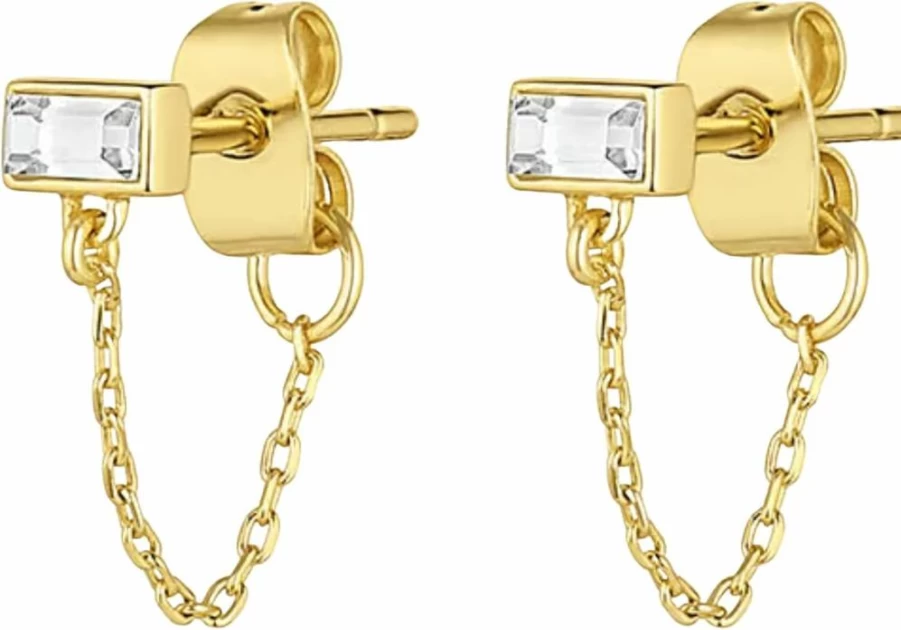 Gorjana Desi Chain Huggie Hoop Earrings for Women - Minimalist Gold Huggies