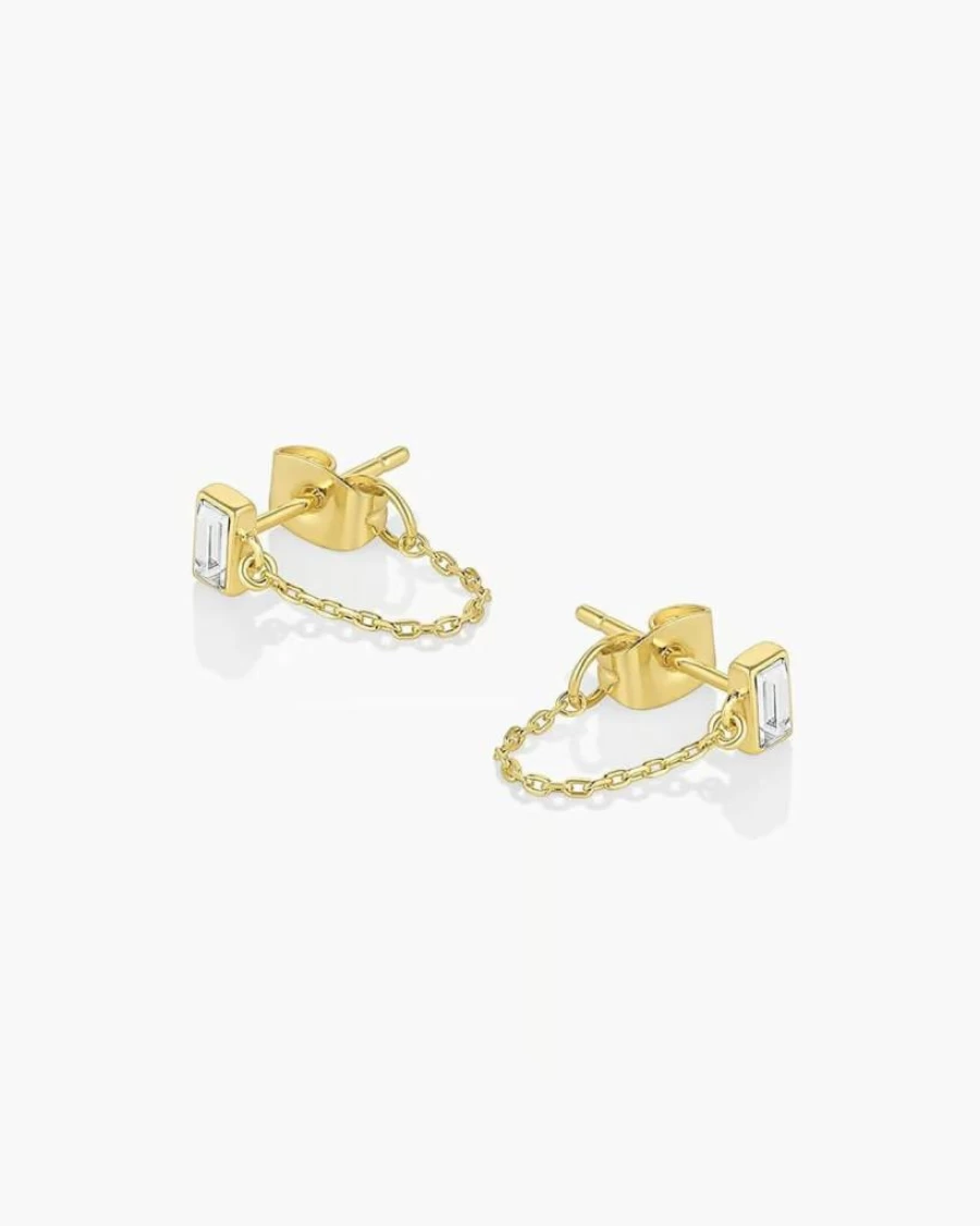Gorjana Desi Chain Huggie Hoop Earrings for Women - Minimalist Gold Huggies