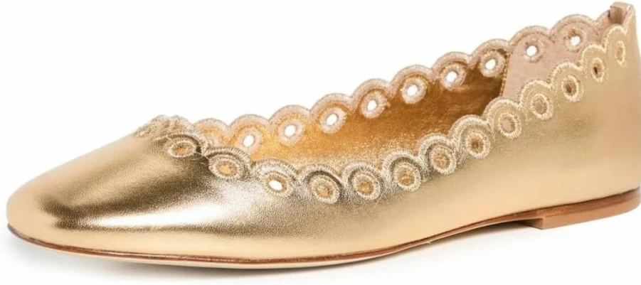 Larroude Women's Meghan Embroidered Ballet Flats - Elegant Broderie Flat Shoes for Women