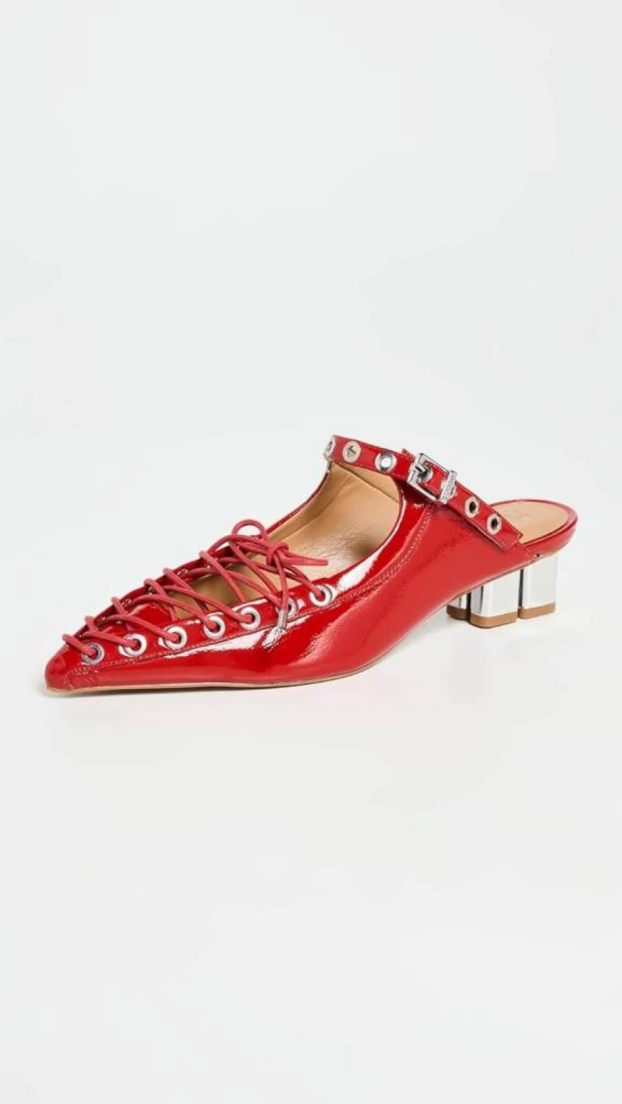 Ganni Women's Eyelet Lace-Up Mules | Breathable Summer Slip-On Shoes | Fashionable Comfort Footwear