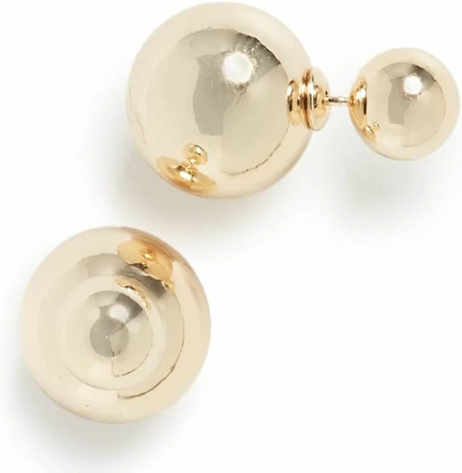 SHASHI Women's Double Ball Stud Earrings - Sterling Silver Minimalist Hoop Earrings for Everyday Wear