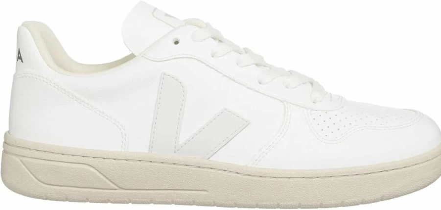 Veja Women's V-10 Leather Sneakers in White - Size 6 US | Sustainable Vegan Trainers