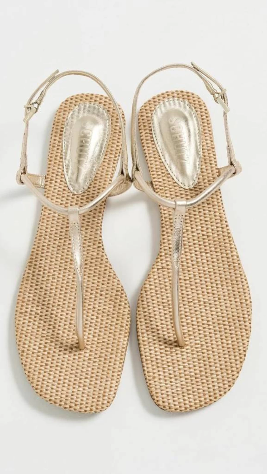 SCHUTZ Women's Elsha Metallic Gold Tan Sandals - Size 5.5 Medium US