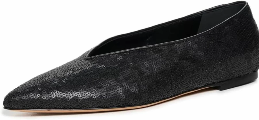 Emme Parsons Women's Pointy Toe Ballet Flats - Elegant Leather Flat Shoes for Women