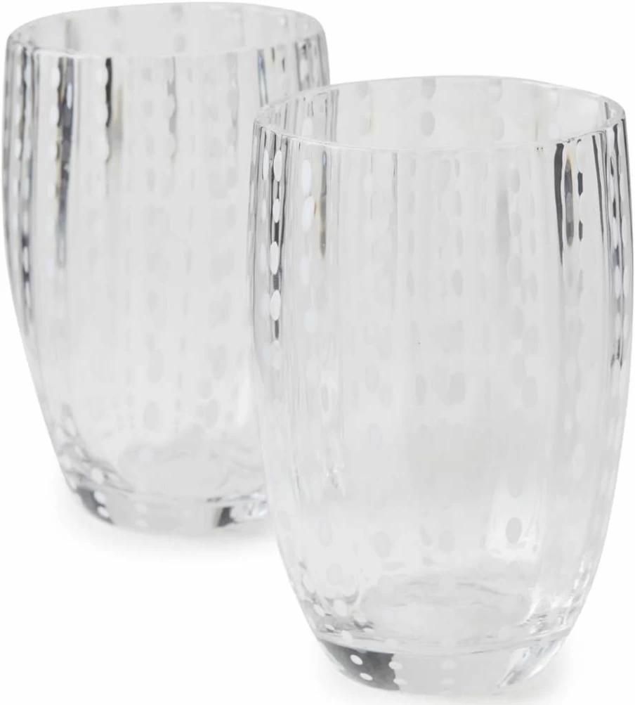 Zafferano Perle Women's Tumbler Set - 2-Piece Elegant Glass Cups for Drinks